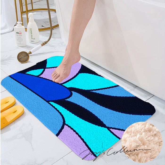 Feblilac Colorful Abstract Sea Geometric Tufted Bath Mat