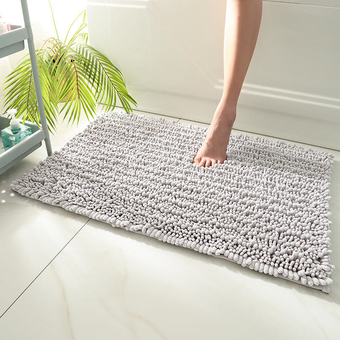 Feblilac Solid Large Particles Plush Chenille Bath Mat