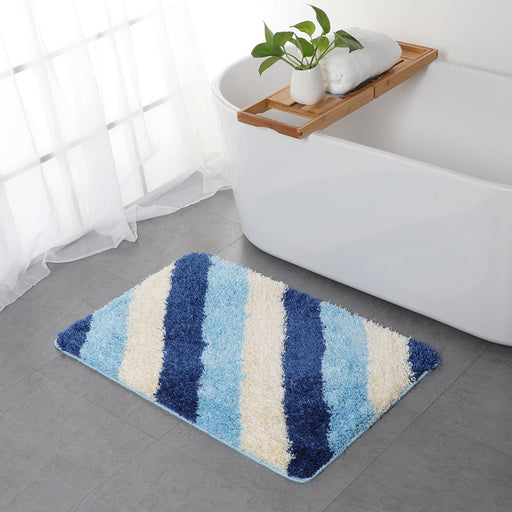 Feblilac Blue/Black/Green/Red/Brown/Purple and White Stripe Geometric Pattern Ultra Soft Bathroom Rug