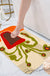 Feblilac Red Vase and Green Plant Tufted Bath Mat