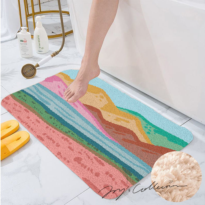 Feblilac Pink Mountains Tufted Bath Mat