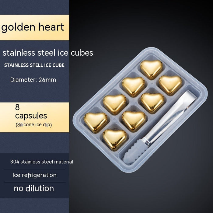 304 Heart-shaped Gold Stainless Steel Ice Cube