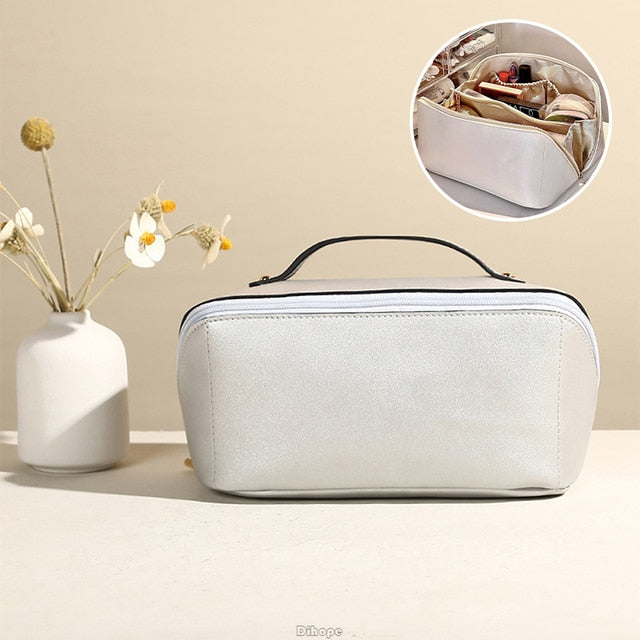 Large-Capacity Leather Cosmetic Bag - Okeihouse