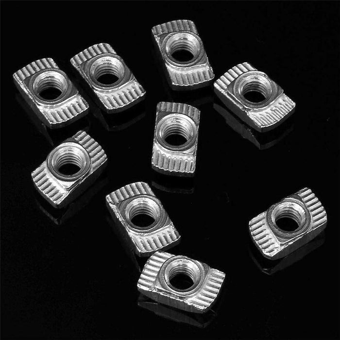 Drillpro 100pcs M5 Hammer Nut Nickel Plated Carbon Steel Aluminum Connector T Fastener Sliding Nut