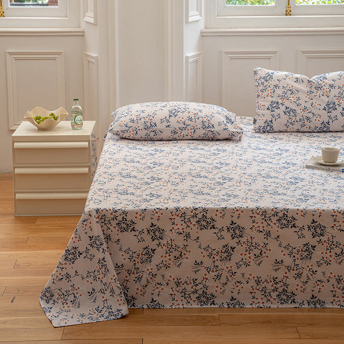 Cotton Printed Bed Sheet Single Item Pastoral Style Flower Single Piece