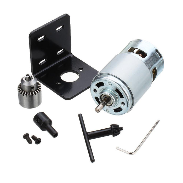 Machifit DC 12V Lathe Press 775 Motor With Miniature Hand Drill Chuck and Mounting Bracket