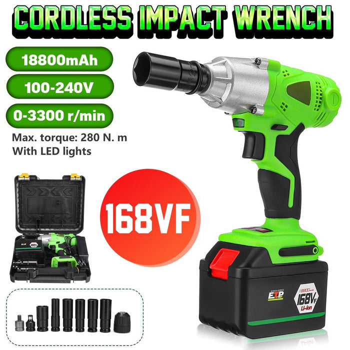 98VF/128VF/168VF/188VF Adjustable Cordless Brushless Electric Impact Wrench Screwdriver Drill LED Light With 1 Battery 1 Charger