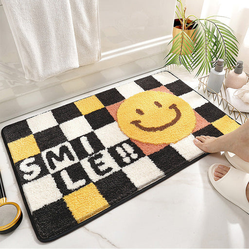 Feblilac Colored Checkerboard Bath Mat