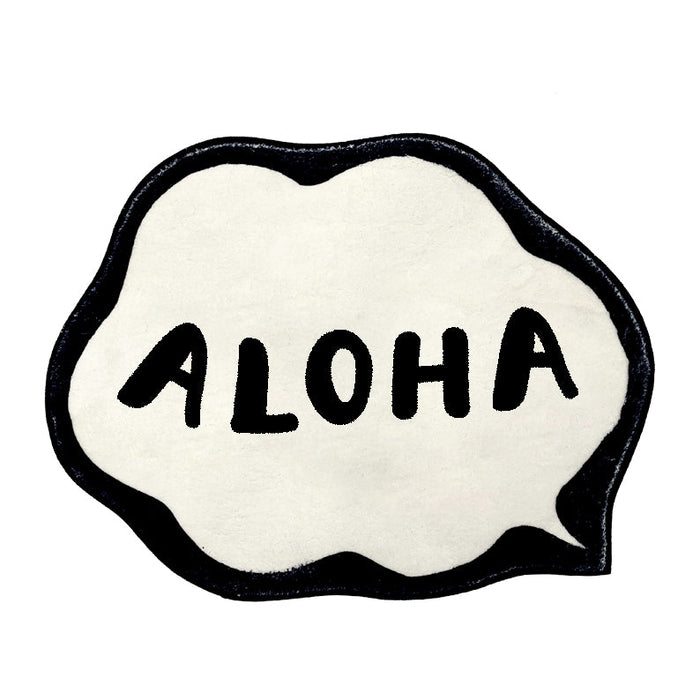 Feblilac Black and White Bonjour Bath Mat