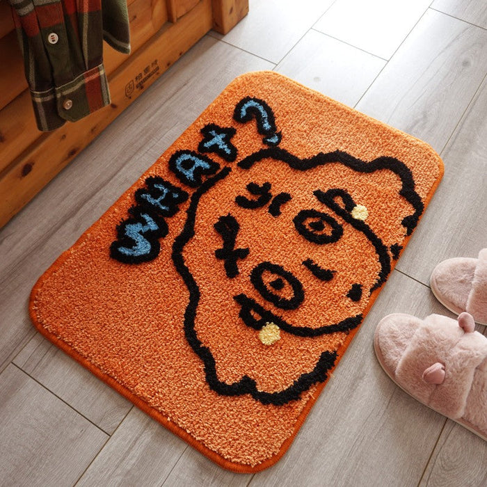 Feblilac Cute Cartoon Girl Tufted Bath Mat