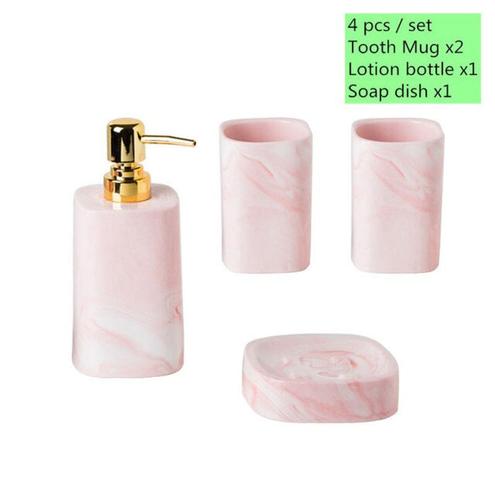 1Pc European Bathroom Wash Set Ceramic Soap Dispenser Perfume Bottle Soap Dish Mouthwash Cup with Tray Home Bathroom Accessories