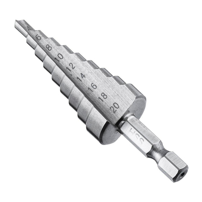 Drillpro 4-12/20/32mm HSS Hex Shank Step Drill Bit High Step Steel Hole Cutter