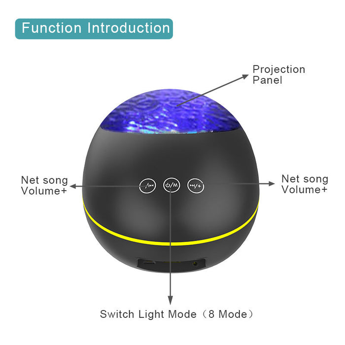 Coversage Ocean Wave Projector LED Night Light Bluetooth-compatible USB Remote Control Music Player Speaker Aurora Projection Coversage Ocean Wave Projector LED Night Light Bluetooth-compa