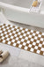 Feblilac Brown Grey Black and White Checkerboard Tufted Bath Mat