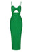 Fashion Waist Hollow Design New Sexy Solid Color V-Neck Halter Celebrity Party Club Bandage Long Dress