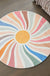 Feblilac Round Colorful Sunshine Area Rug, Boho Rainbow Area Rug, Living Room Mat