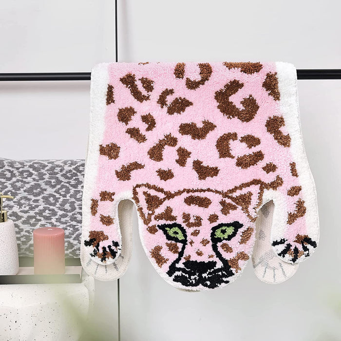 Cute Pink Leopard Mat for Bathroom