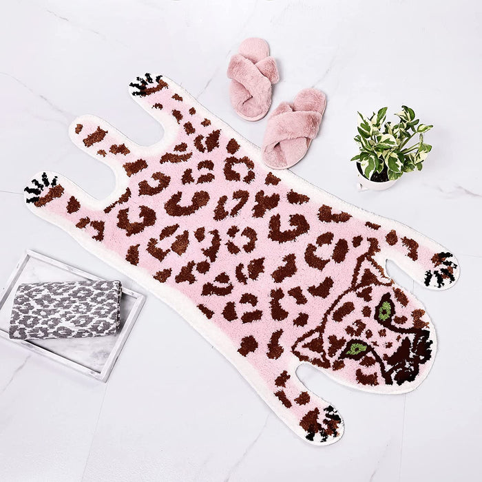 Cute Pink Leopard Mat for Bathroom