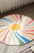 Feblilac Round Colorful Sunshine Area Rug, Boho Rainbow Area Rug, Living Room Mat