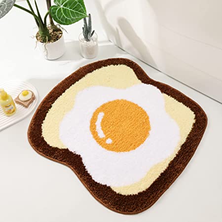 Feblilac Cute Toast Tufted Bath Mat