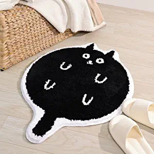 Feblilac Cute Black Cat Tufted Bath Mat