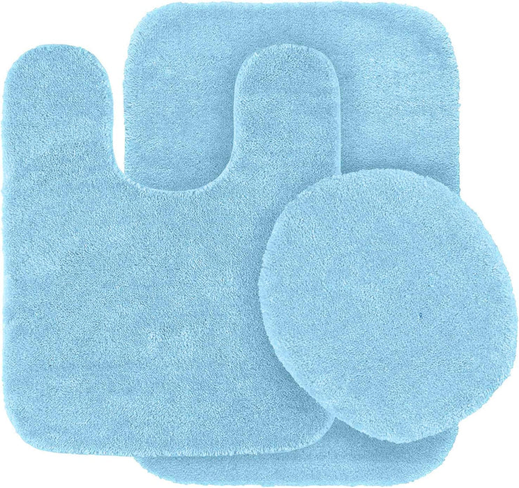 Soft 3 pc Solid Bathroom Mat Set