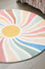 Feblilac Round Colorful Sunshine Area Rug, Boho Rainbow Area Rug, Living Room Mat