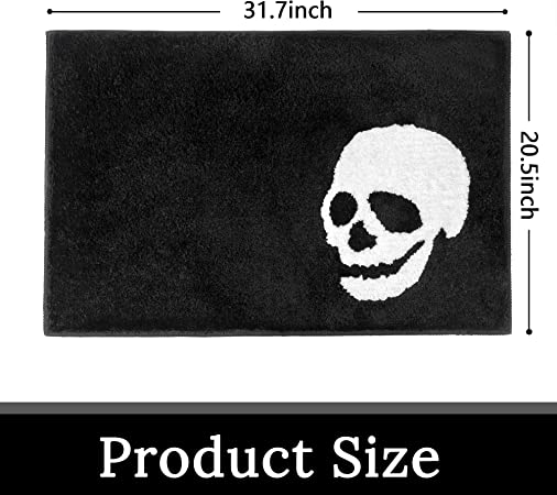 Feblilac Black and White Skull Tufted Bath Mat