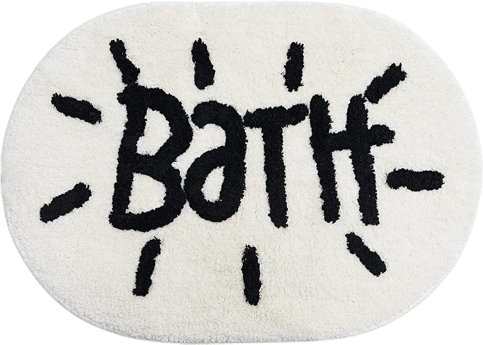 White Bathroom Rugs Mat, Cute Bath Mat, Black and White Bathroom Mat, Soft Bath Rugs