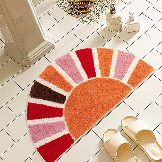 Feblilac Cute Semi-Circular Sun Tufted Bath Mat