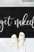 Feblilac Black Get Naked Letter Print Tufted Bath Mat