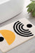 Yellow Black Boho Bathroom Rug, Abstract Modern Geometric Bath Mat