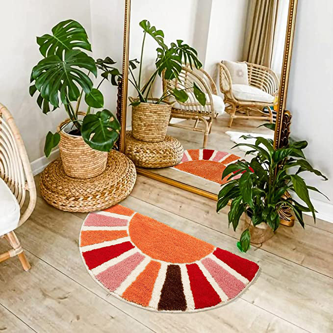 Feblilac Cute Semi-Circular Sun Tufted Bath Mat