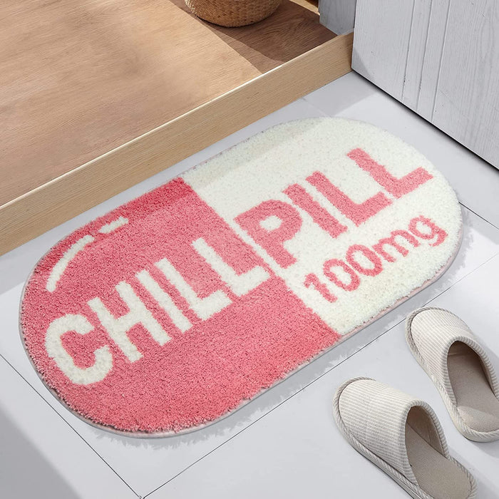 Feblilac Pink Funny CHILL PILL Mat for Bedroom Living Room