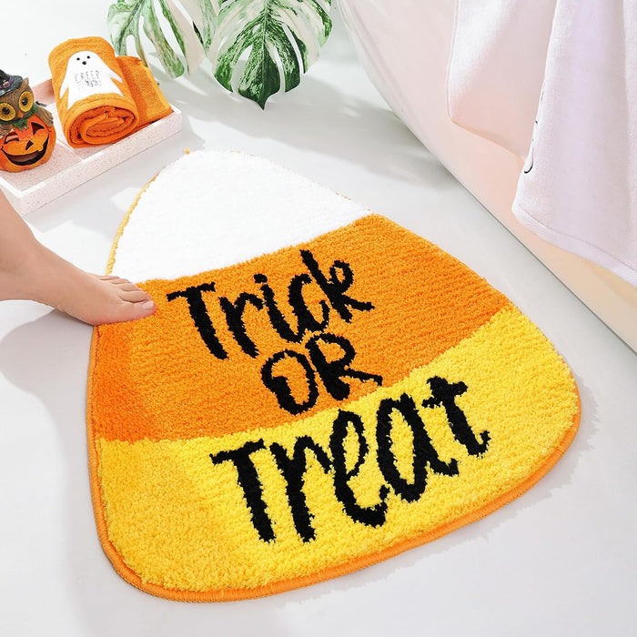 Feblilac Halloween Ghost Bath Mat for Bathroom, Cute White Ghost Bathroom Rug