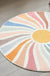 Feblilac Round Colorful Sunshine Area Rug, Boho Rainbow Area Rug, Living Room Mat