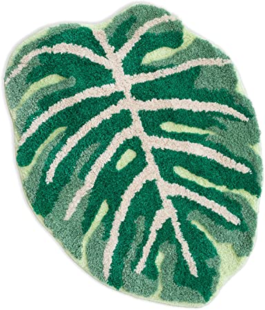 Feblilac Monstera Leaves Tufted Bath Mat