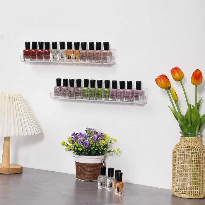 Nail Polish Organizer Wall Mounted,4 Pack Rack Display 48 Bottles Tech Organizers and Storage,Clear Supplies for Techs,15 Inch