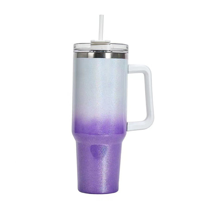 40Oz Straw Coffee Insulation Cup with Handle Portable Car Stainless Steel Water Bottle Largecapacity Travel BPA Free Thermal Mug