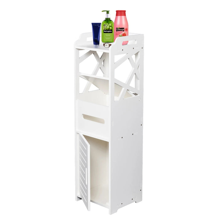 Bathroom Cabinet Bathroom Furniture 3-Tier Bathroom Storage Cabinet with 2 Doors 23*23*80CM US Warehouse