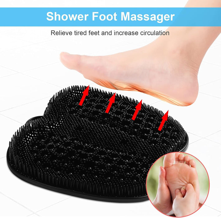 XL Size Large Shower Foot Scrubber Mat- Cleans，Exfoliates，Massages Your Feet without Bending, Foot Circulation & Relieve Tired Feet, Foot Scrubber for Use in Shower with Non-Slip Suction Cups