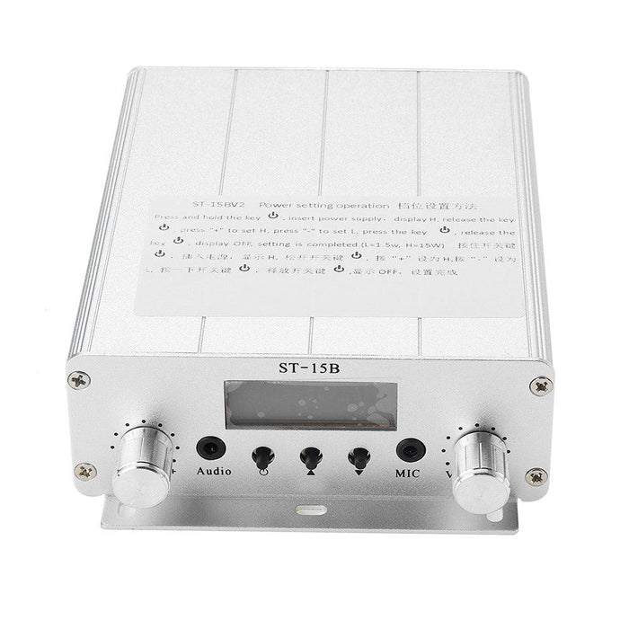 ST-15B 1.5W/15W FM Broadcast Transmitter Stereo PLL FM Radio Broadcast Station with 87MHz-108MHz