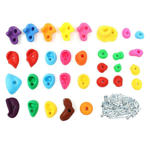 32PCS Textured Climbing Rock Wall Stones Kids Ascender Assorted Color Bolt With Screws