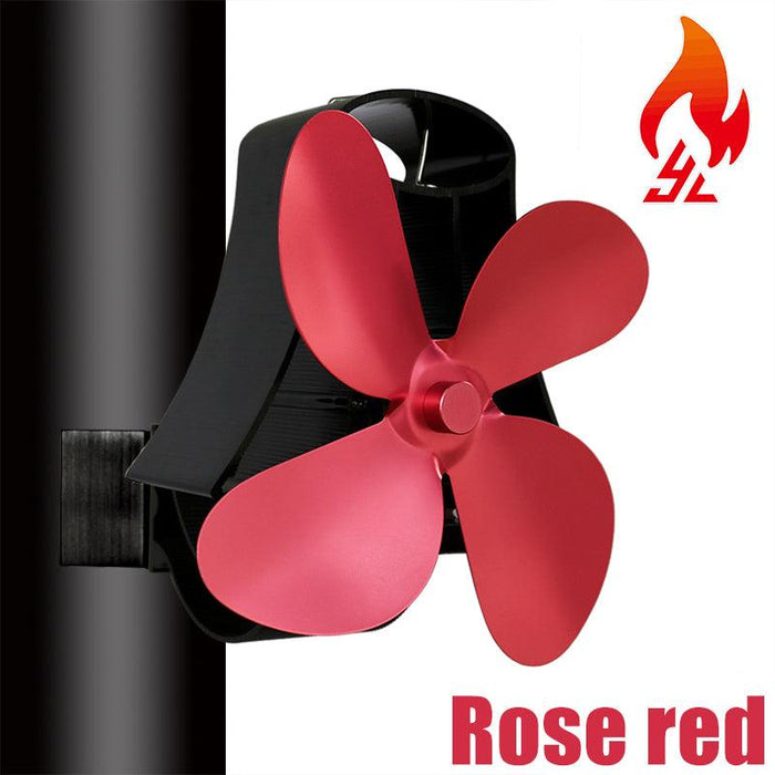 4 Blades Silent Wall Mounted Heat Powered Stove Fan Wood Burner Fireplace EcoFan