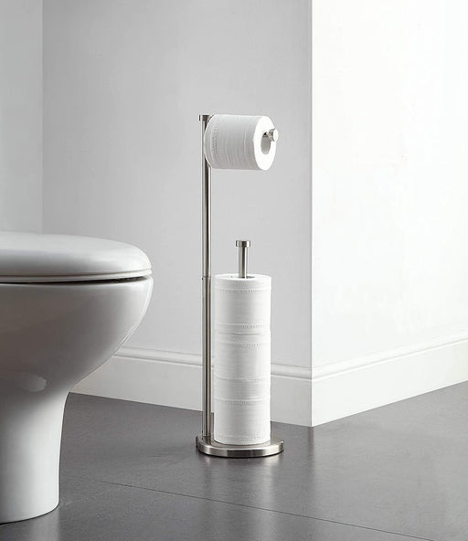 Free Standing Bathroom Toilet Paper Holder Stand with Reserve, Reserve Area Has Enough Space for Jumbo Roll