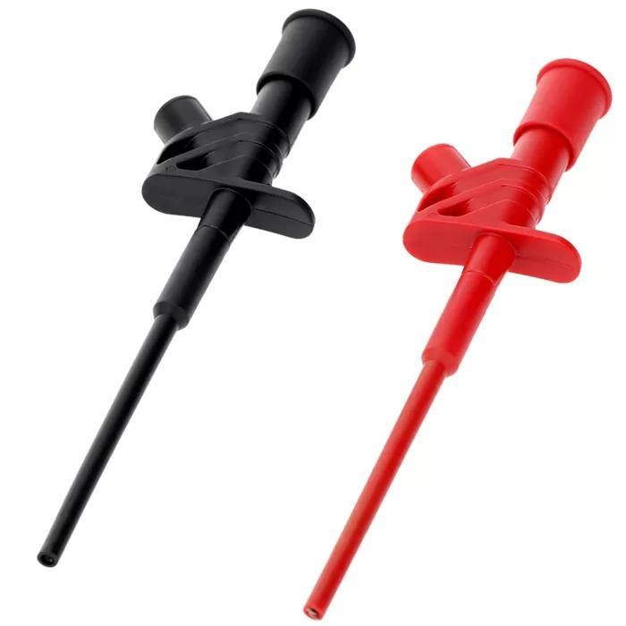 2Pcs Red DANIU P5004 Professional Insulated Quick Test Hook Clip High Voltage Flexible Testing Probe - Red