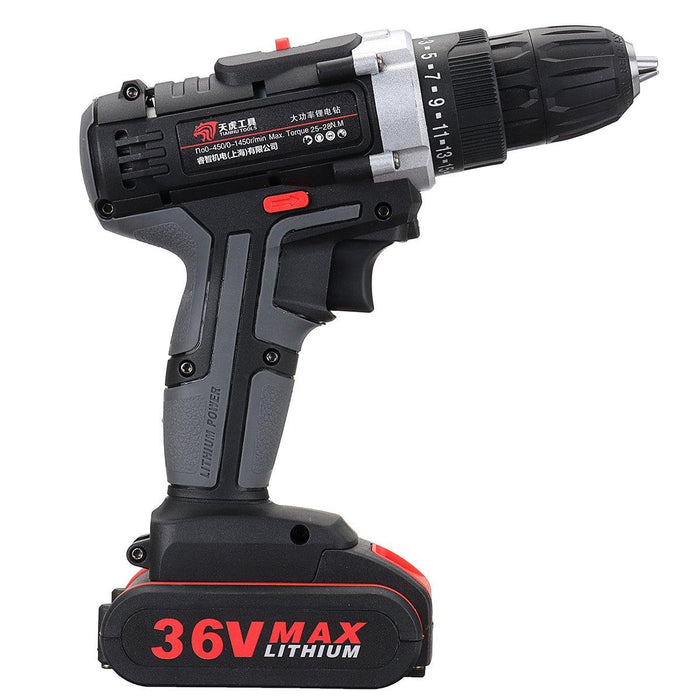 36V Electric Cordless Drill 28NM Brushless Screwdriver With LED Rechargeable Battery (Two Batteries)