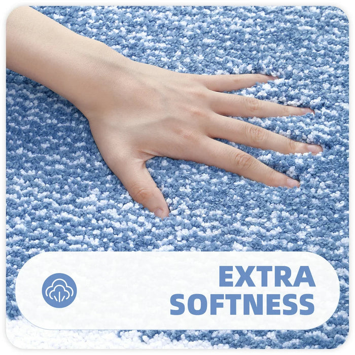 Bathroom Rug, Soft Absorbent Bathroom Mat and Bath Mat, Premium Microfiber Shag Bath Rug Machine Washable (15.7"X24",Blue and White)