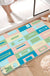 Feblilac Pink and Blue Square Geometric Tufted Bath Mat