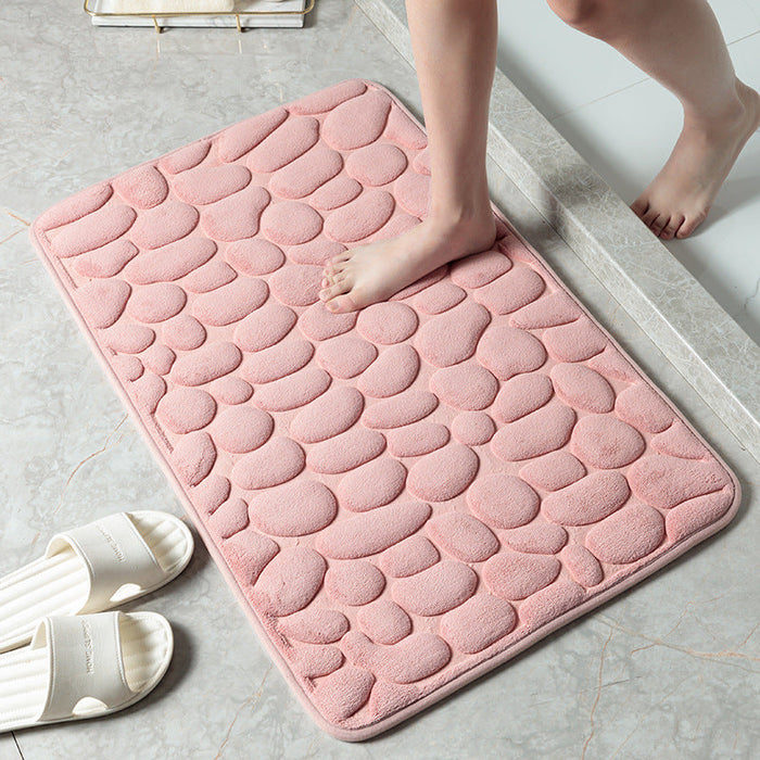 Feblilac Solid Cobblestone Coral Fleece Bathmat